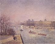 Camille Pissarro Morning,winter sunshine,frost the Pont-Neuf,the Seine,the Louvre France oil painting artist